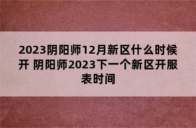 2023阴阳师12月新区什么时候开 阴阳师2023下一个新区开服表时间